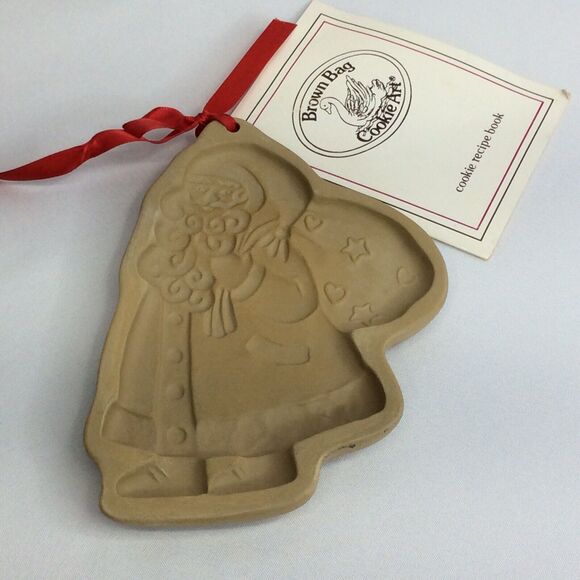 Brown Bag Cookie Art Santa Claus Mold w/Booklet Christmas Hill Design 1989 - Picture 1 of 6